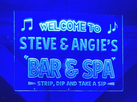 Image of Bar and Spa Personalized Illuminated LED Neon Sign