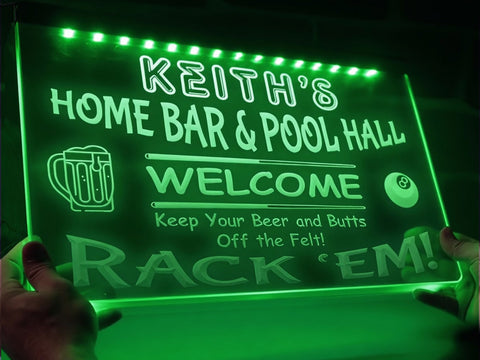 Image of Home Bar and Pool Hall Personalized Illuminated Sign