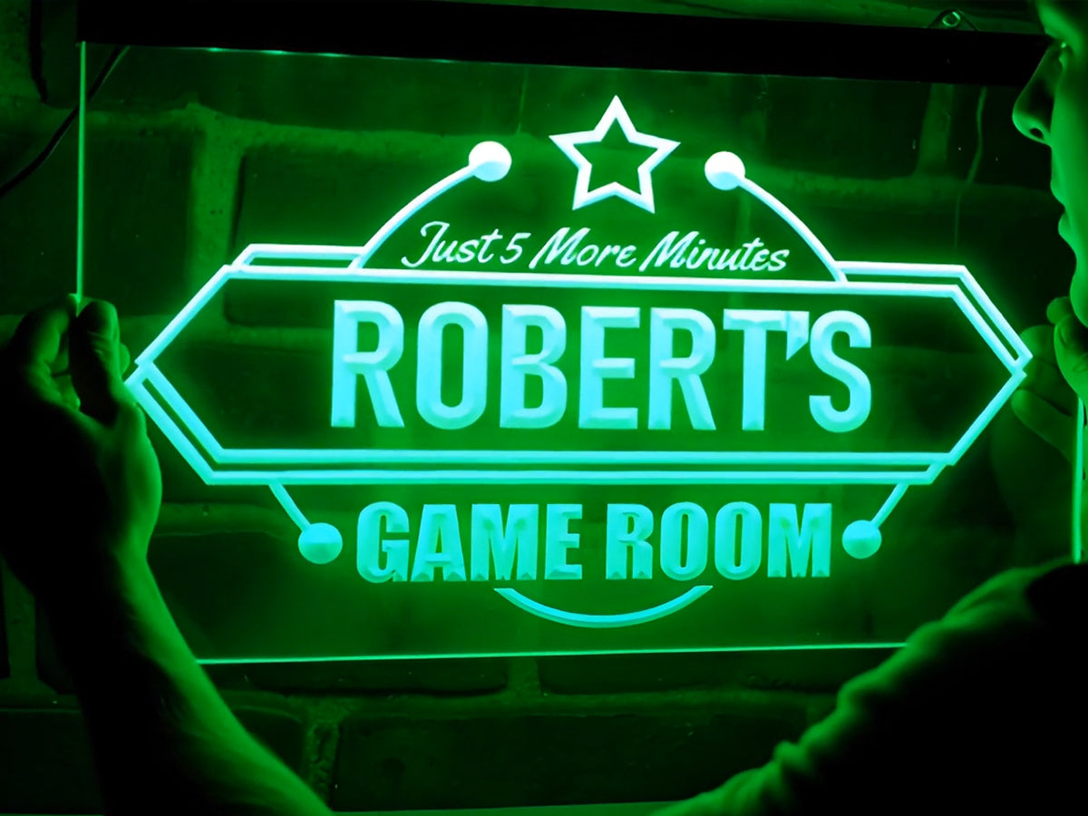 5 More Minutes Personalized Illuminated Game Room Sign