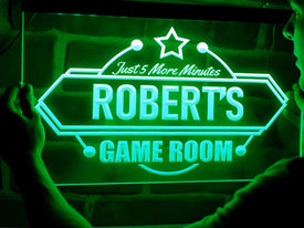 5 More Minutes Personalized Illuminated Game Room Sign