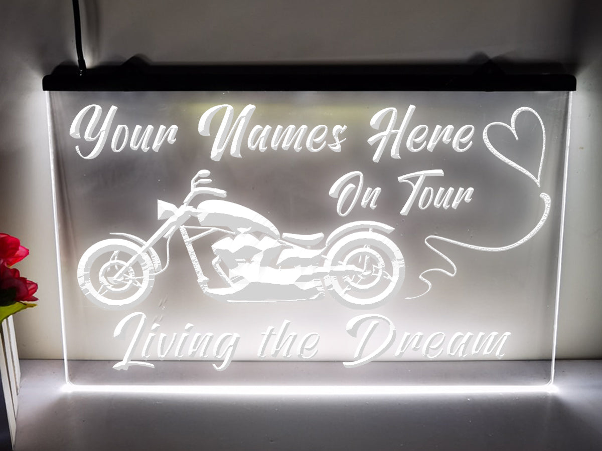 Motorcycle on Tour LED neon sign in white
