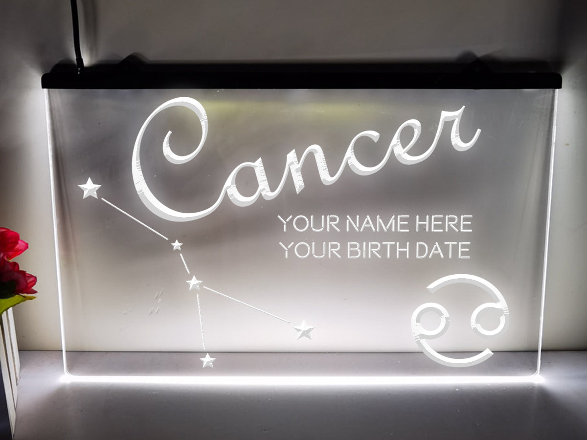 Cancer Astrology Illuminated Sign in white