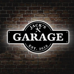 Custom LED Neon Wooden Garage Sign - Personalized and Color Changing