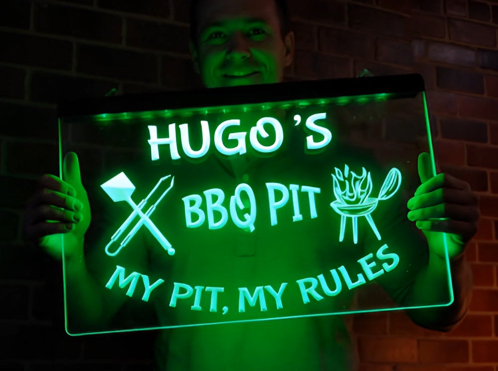 BBQ Pit Personalized Illuminated Sign