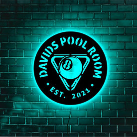 Personalized LED Neon Wooden Pool Room Sign - RGB