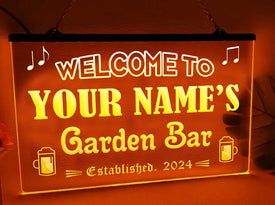 Personalized Garden Bar LED neon sign in orange