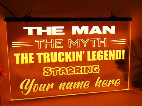 Image of Truckin' Legend Personalized Illuminated Sign