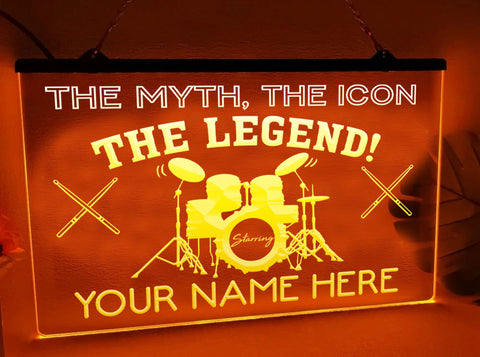 Image of Drummer Legend Personalized Illuminated Sign