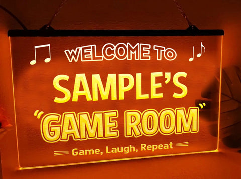 Image of Welcome To Game Room Personalized LED Neon Illuminated Sign