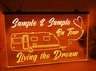 Modern Shape Caravan on Tour Personalized Illuminated Sign