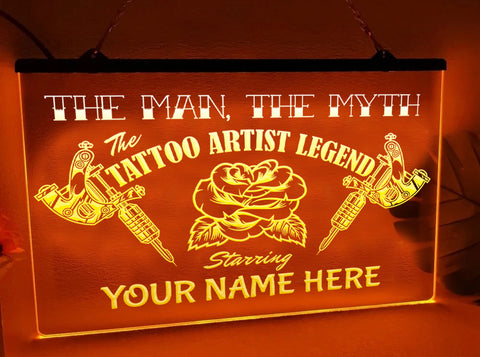 Image of Personalized Tattoo Legend LED neon sign in orange