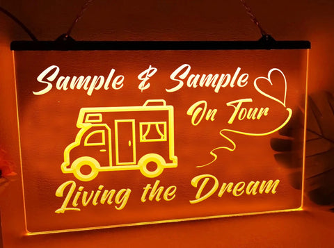 Image of Motorhome On Tour Personalized Illuminated Sign