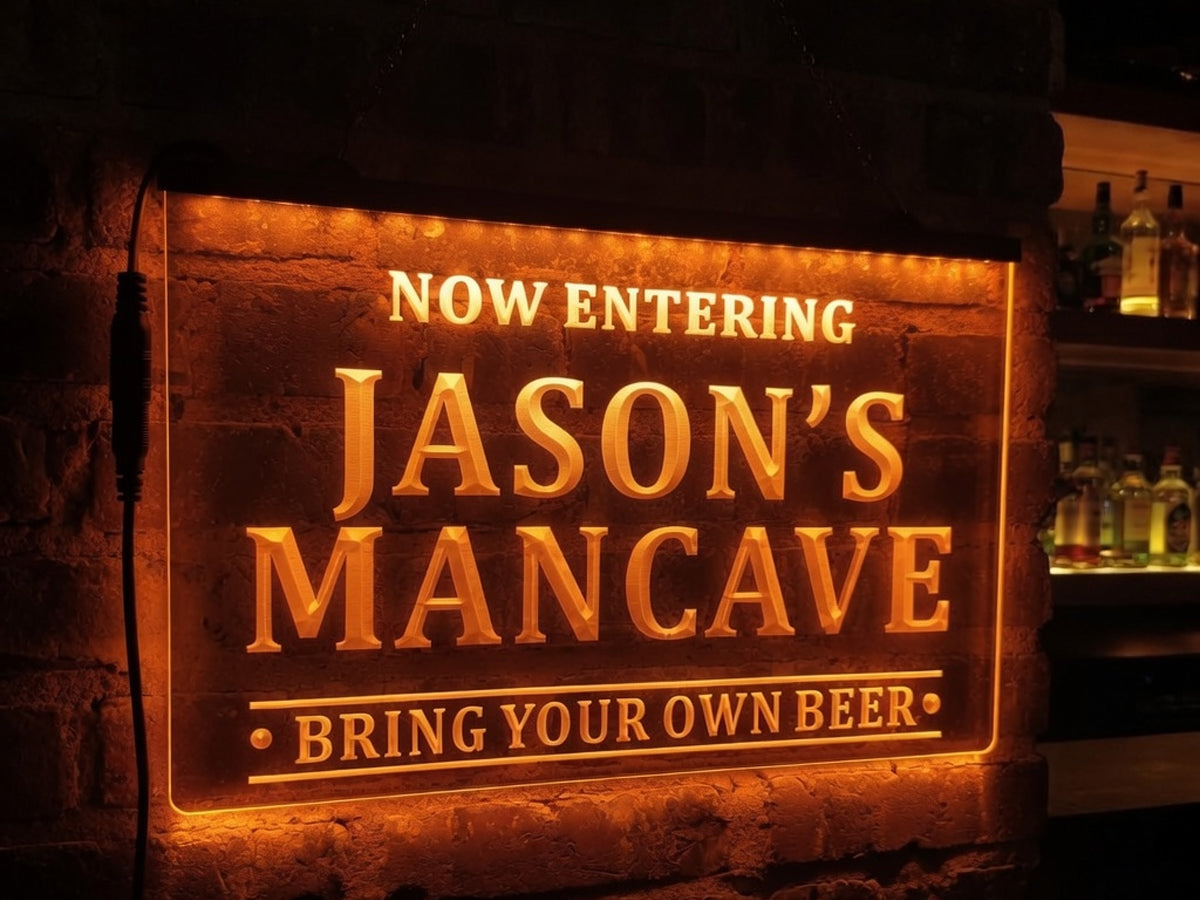 Now Entering Man Cave Personalized Illuminated Sign