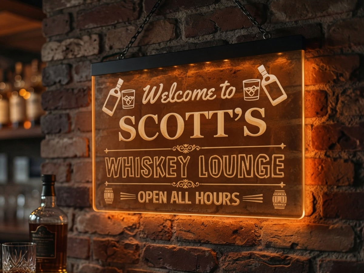 Welcome to My Whiskey Lounge Personalized Illuminated Sign