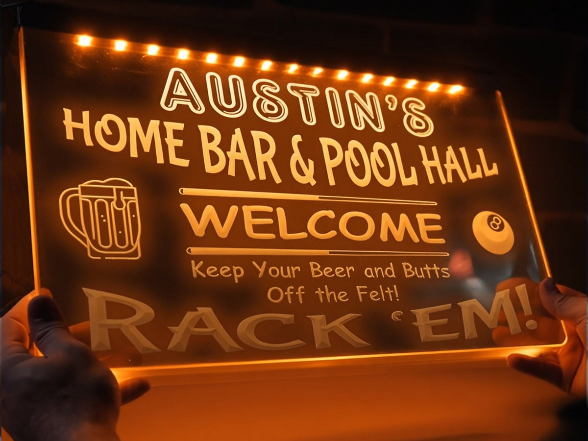 Home Bar and Pool Hall Personalized Illuminated Sign