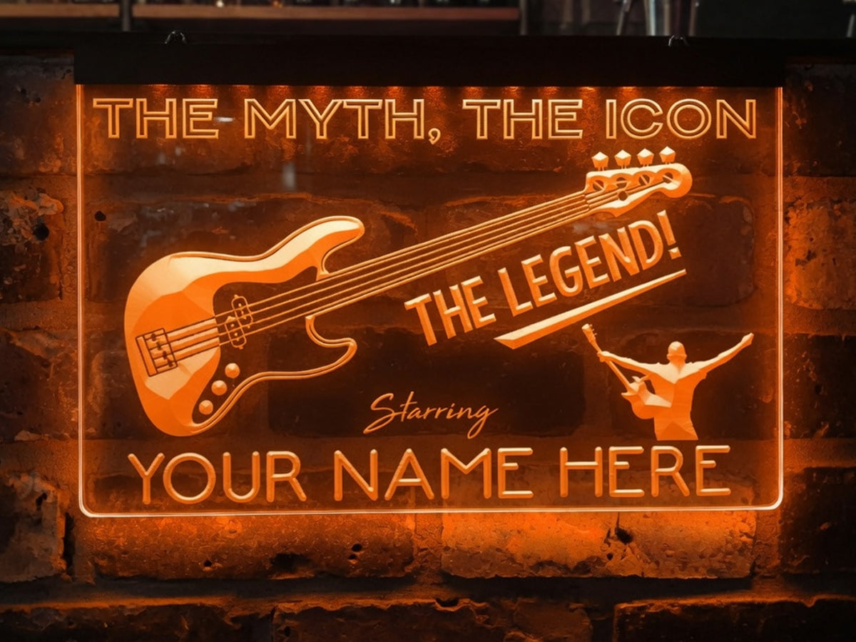 Bass Guitar Legend Personalized Illuminated Sign
