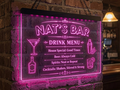 Image of Personalized Drink Menu LED Neon Sign