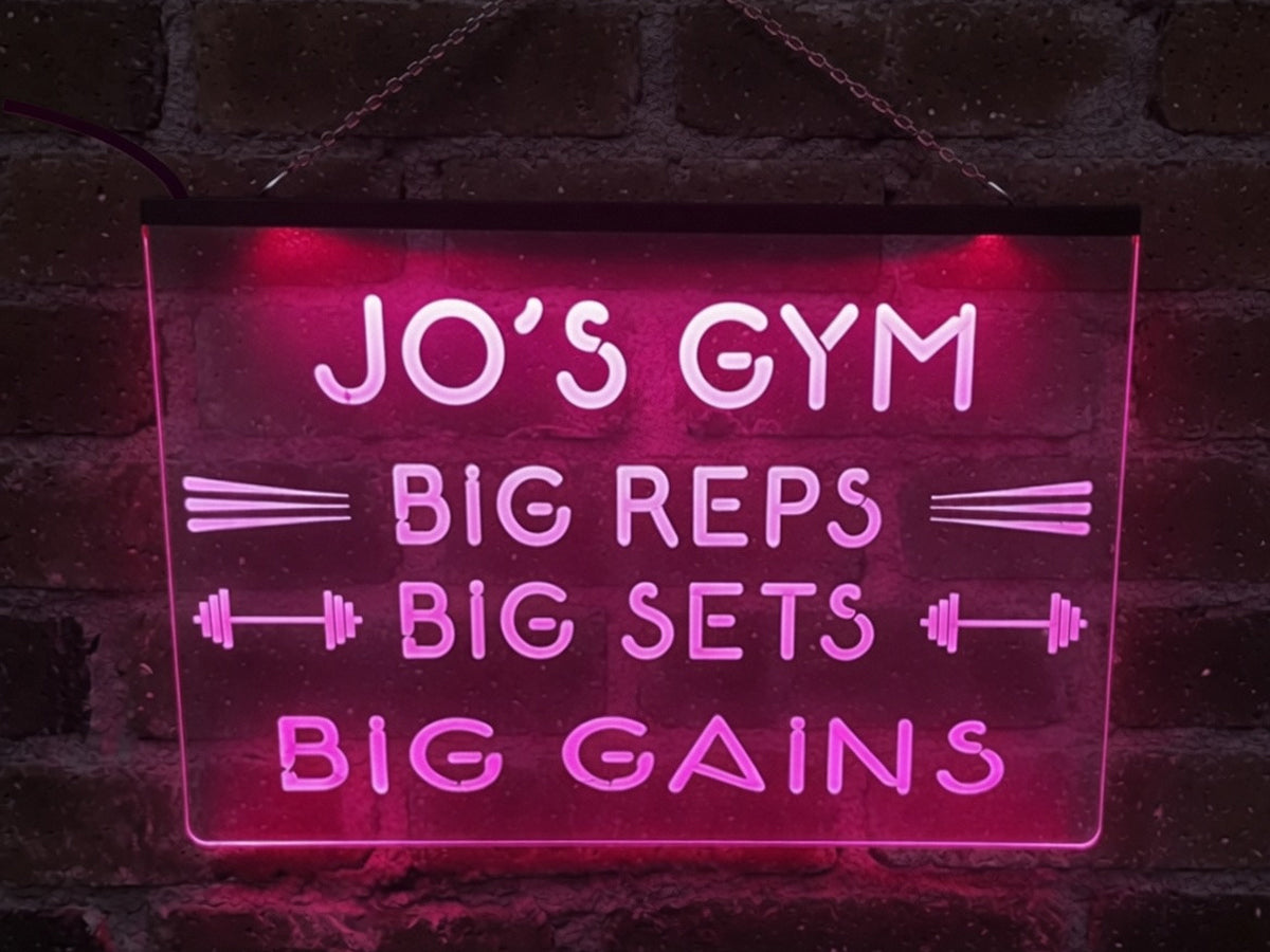 Big Reps Big Sets Big Gains Personalized Illuminated Sign