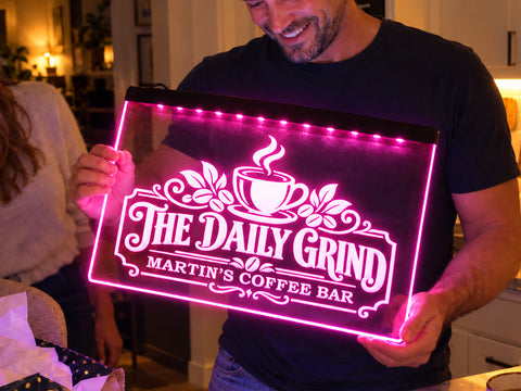 Image of The Daily Grind Personalized Illuminated LED Sign