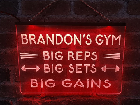 Image of Big Reps Big Sets Big Gains Personalized Illuminated Sign