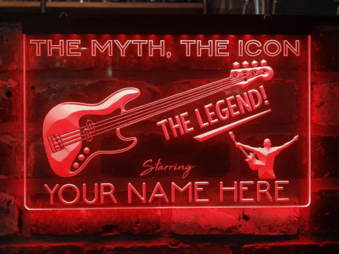 Image of Bass Guitar Legend Personalized Illuminated Sign