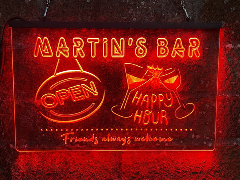 Image of Happy Hour Bar Personalized Illuminated Sign