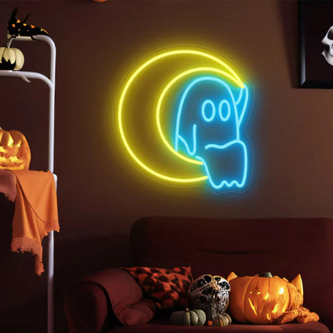 Image of Moon Ghost LED Neon Flex Sign