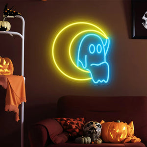 Moon Ghost LED Neon Flex Sign