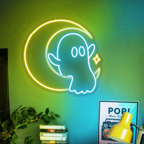 Image of Moon Ghost LED Neon Flex Sign