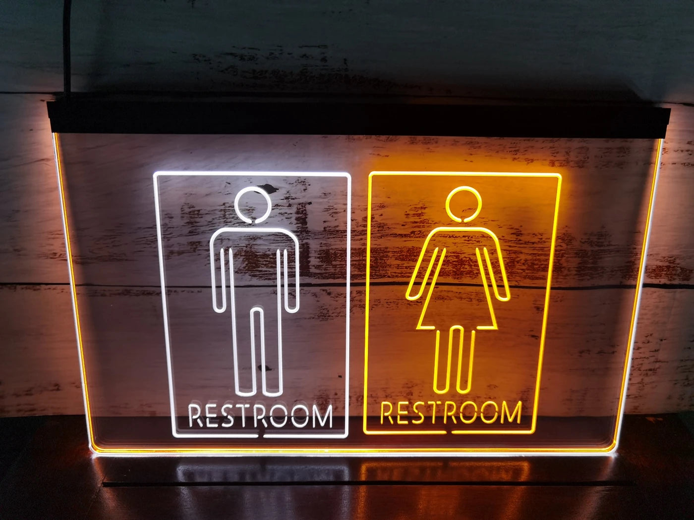 Unisex Men & Women Restrooms Two Tone Illuminated Sign