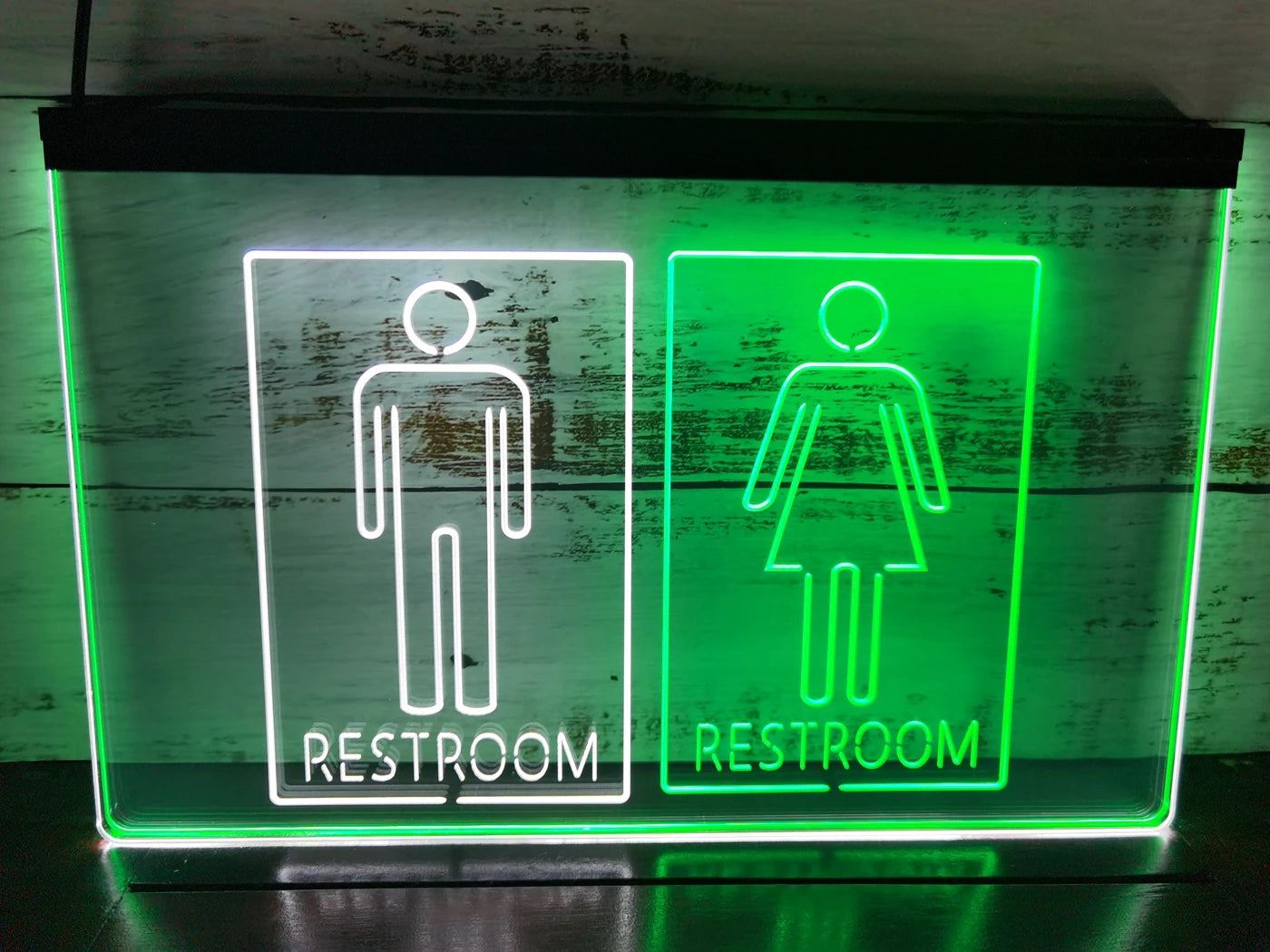 Unisex Men & Women Restrooms Two Tone Illuminated Sign