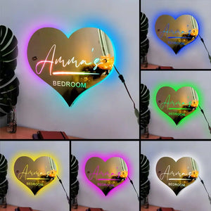 Personalized Bedroom Name LED Neon Heart Mirror