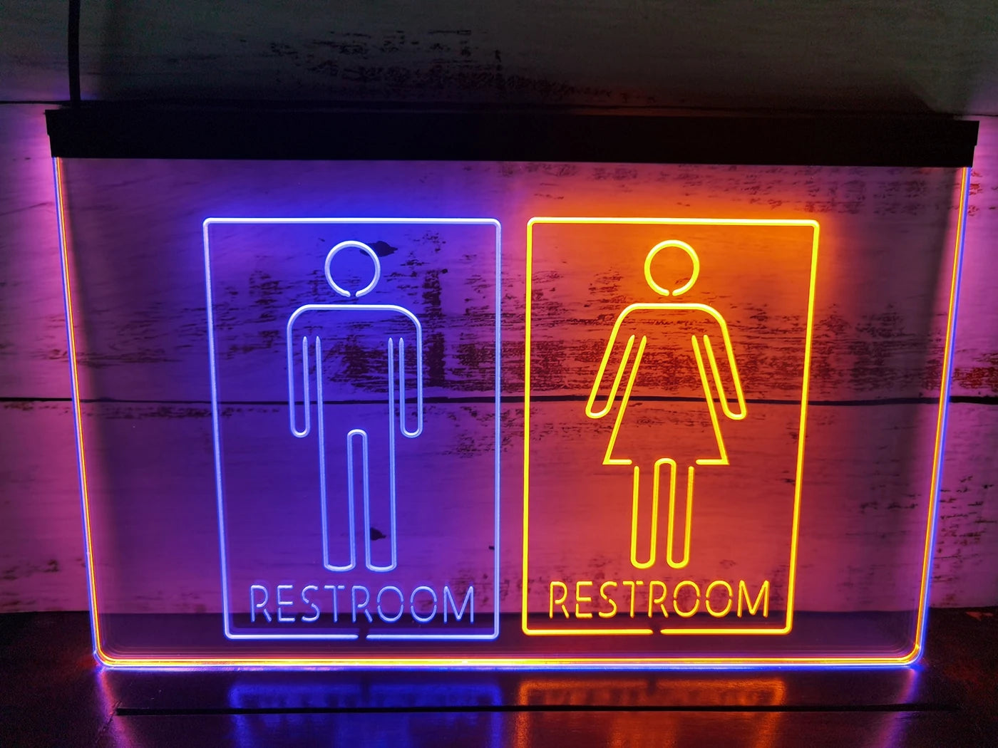 Unisex Men & Women Restrooms Two Tone Illuminated Sign