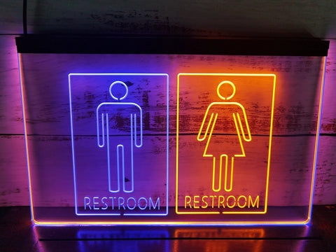 Image of Unisex Men & Women Restrooms Two Tone Illuminated Sign
