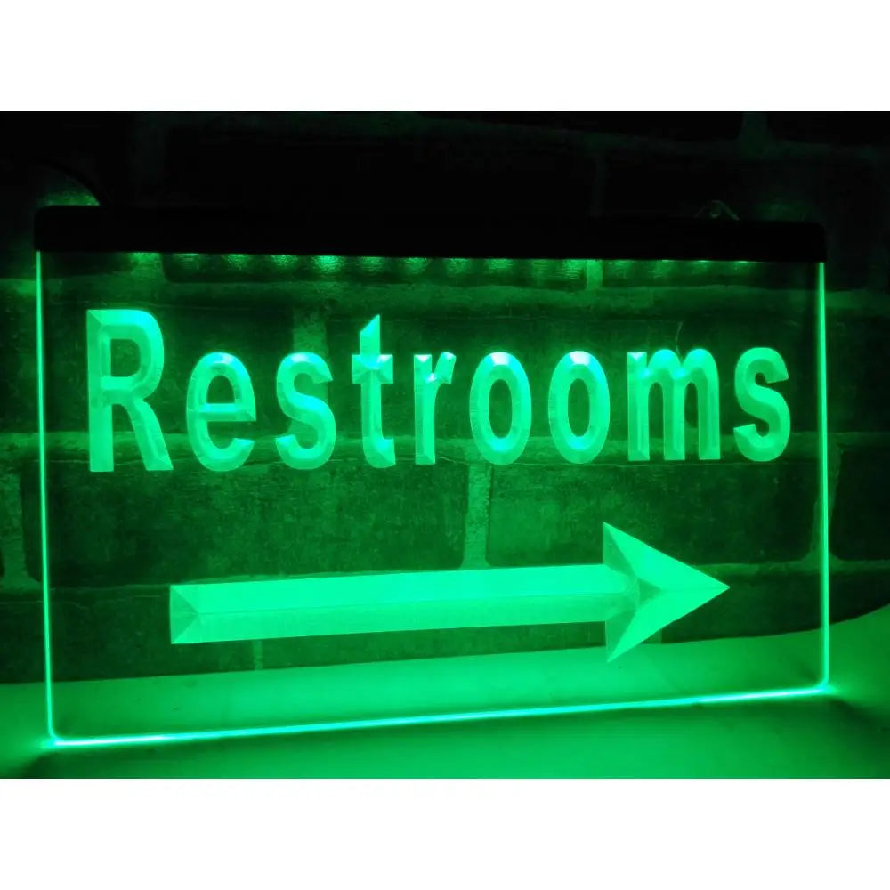 Restrooms Right Illuminated Sign