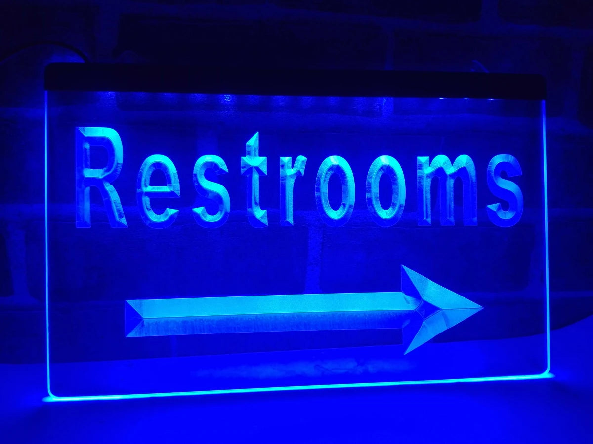 Restrooms Right Illuminated Sign