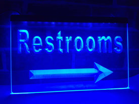 Restrooms Right Illuminated Sign