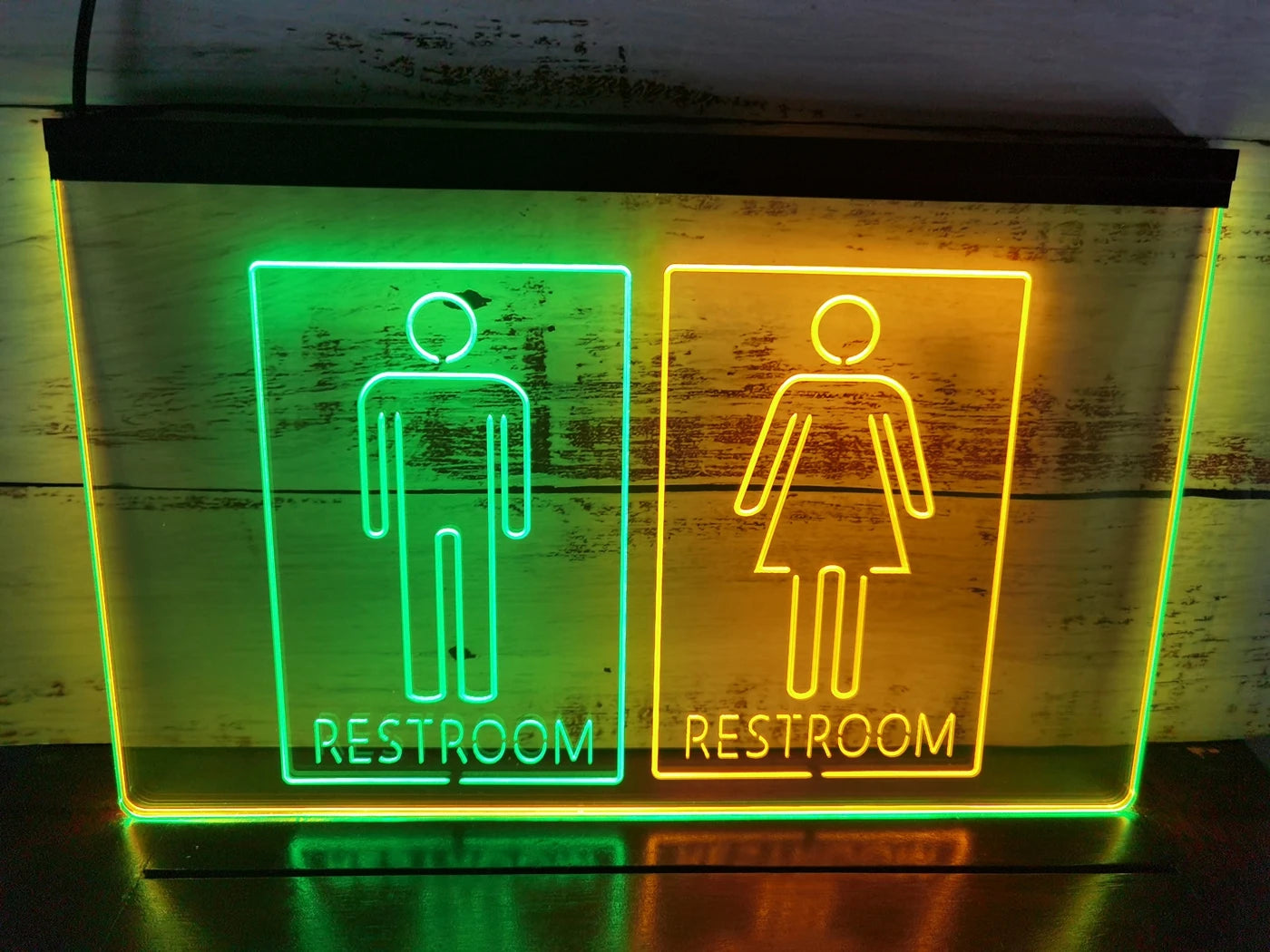 Unisex Men & Women Restrooms Two Tone Illuminated Sign