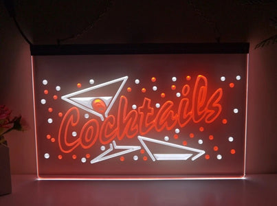 Cocktails & Fizz Two Tone Illuminated Sign