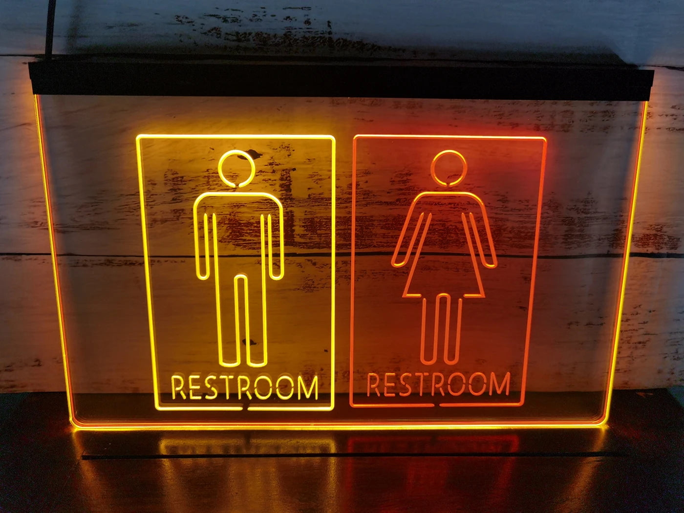 Unisex Men & Women Restrooms Two Tone Illuminated Sign