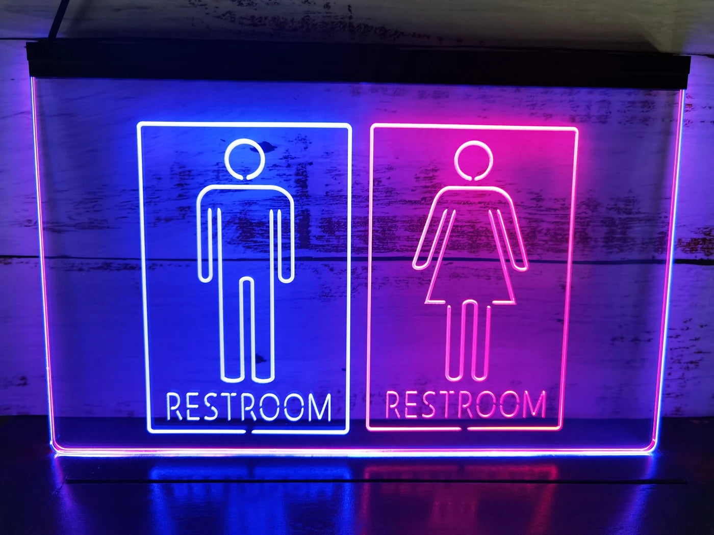 Unisex Men & Women Restrooms Two Tone Illuminated Sign