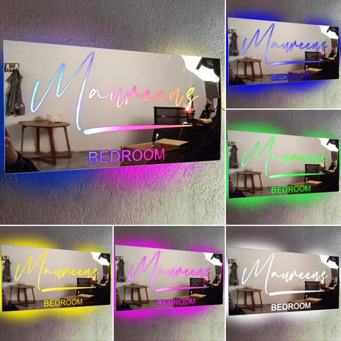 Image of Personalized Bedroom Name LED Neon Mirror