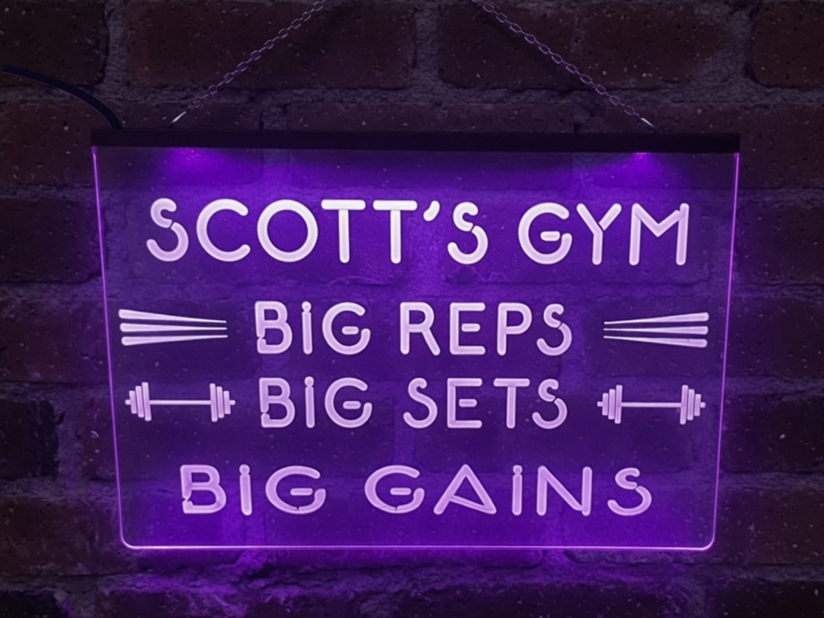Big Reps Big Sets Big Gains Personalized Illuminated Sign