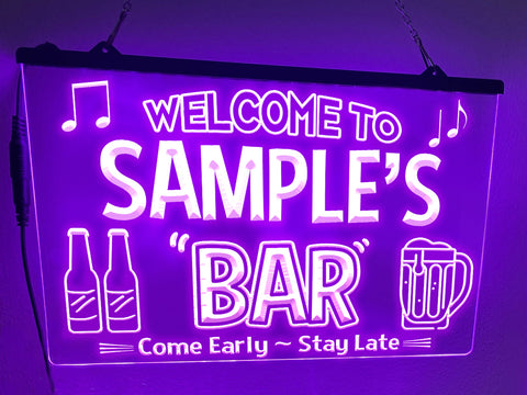 Image of Welcome to My Bar Personalized Illuminated LED Neon Sign