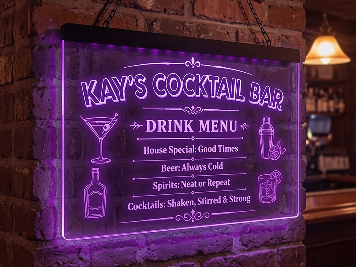 Personalized Drink Menu LED Neon Sign