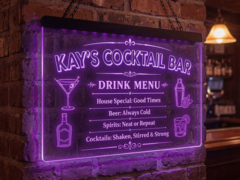 Image of Personalized Drink Menu LED Neon Sign