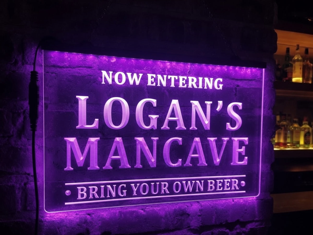 Now Entering Man Cave Personalized Illuminated Sign