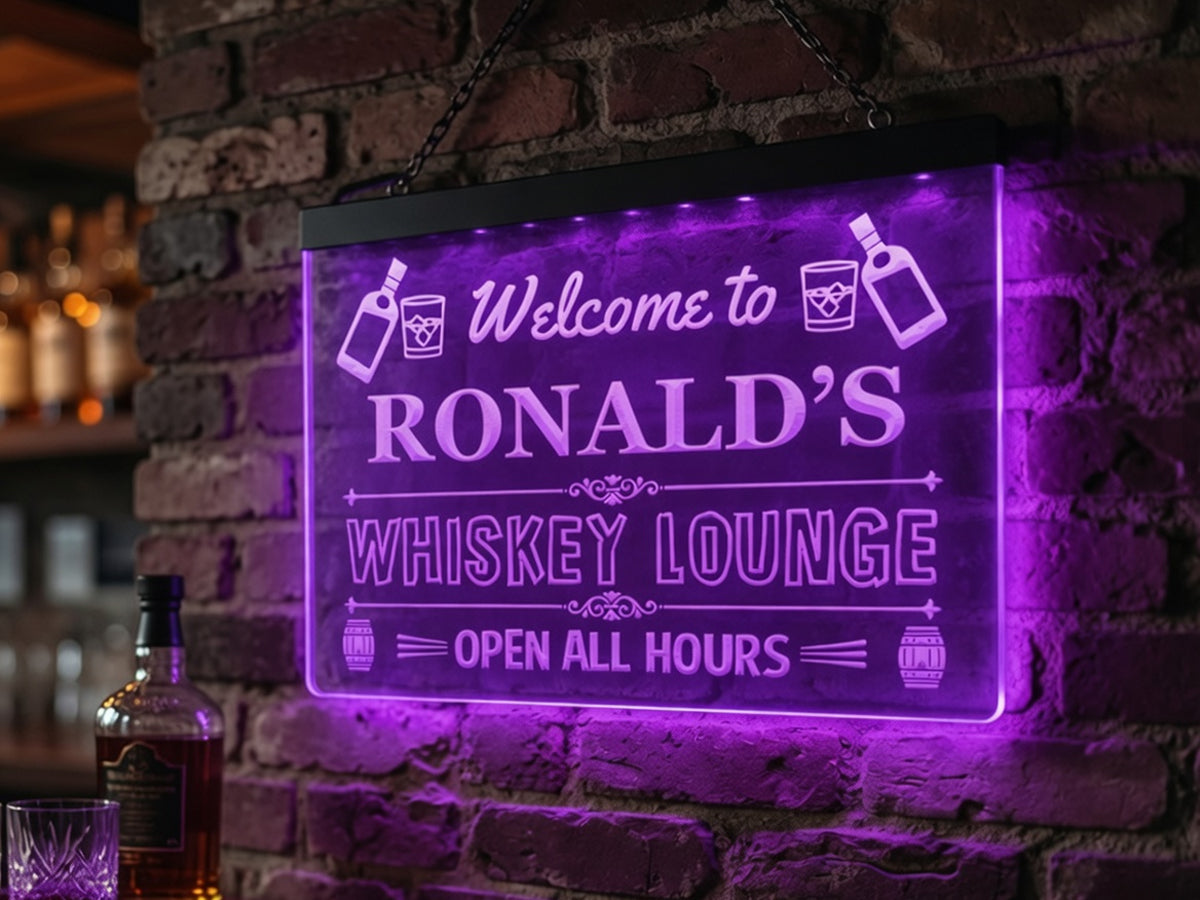 Welcome to My Whiskey Lounge Personalized Illuminated Sign