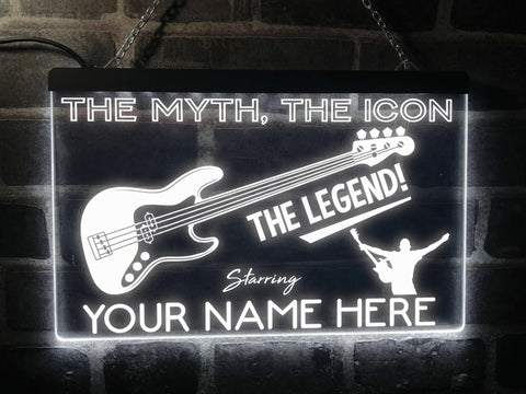 Image of Bass Guitar Legend Personalized Illuminated Sign