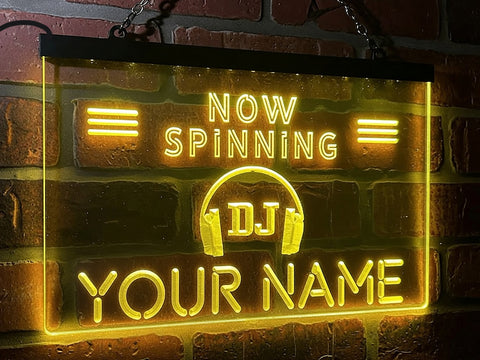 Image of DJ Now Spinning Personalized Illuminated Sign